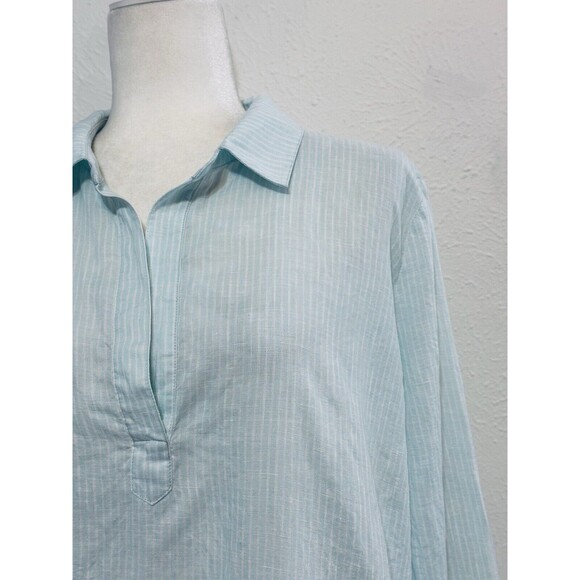 Vineyard Vines Size L Lucaya Tunic 100% Linen Striped Mint Green Timeless Staple - Picture 6 of 13